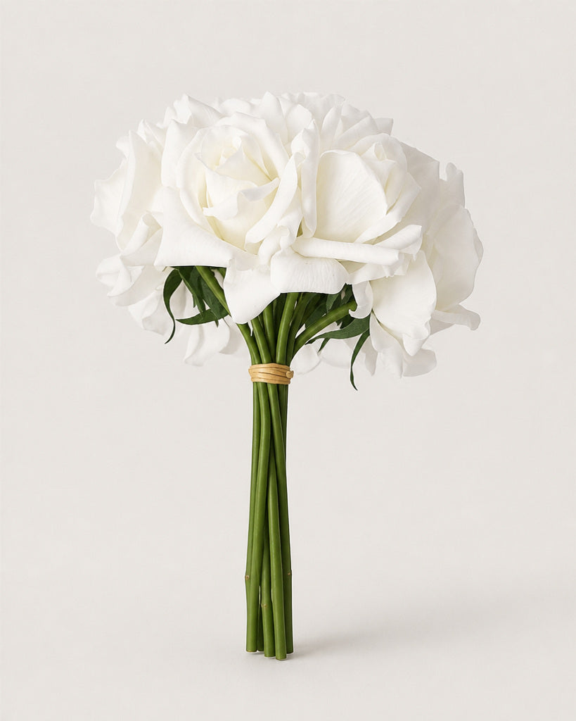 Cream White Artificial Rose Bouquet - 13-Stem Bundle
