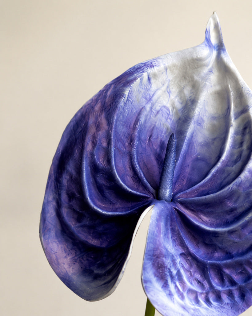 Blue Purple PU Artificial Anthurium Floral Stem - 57 cm