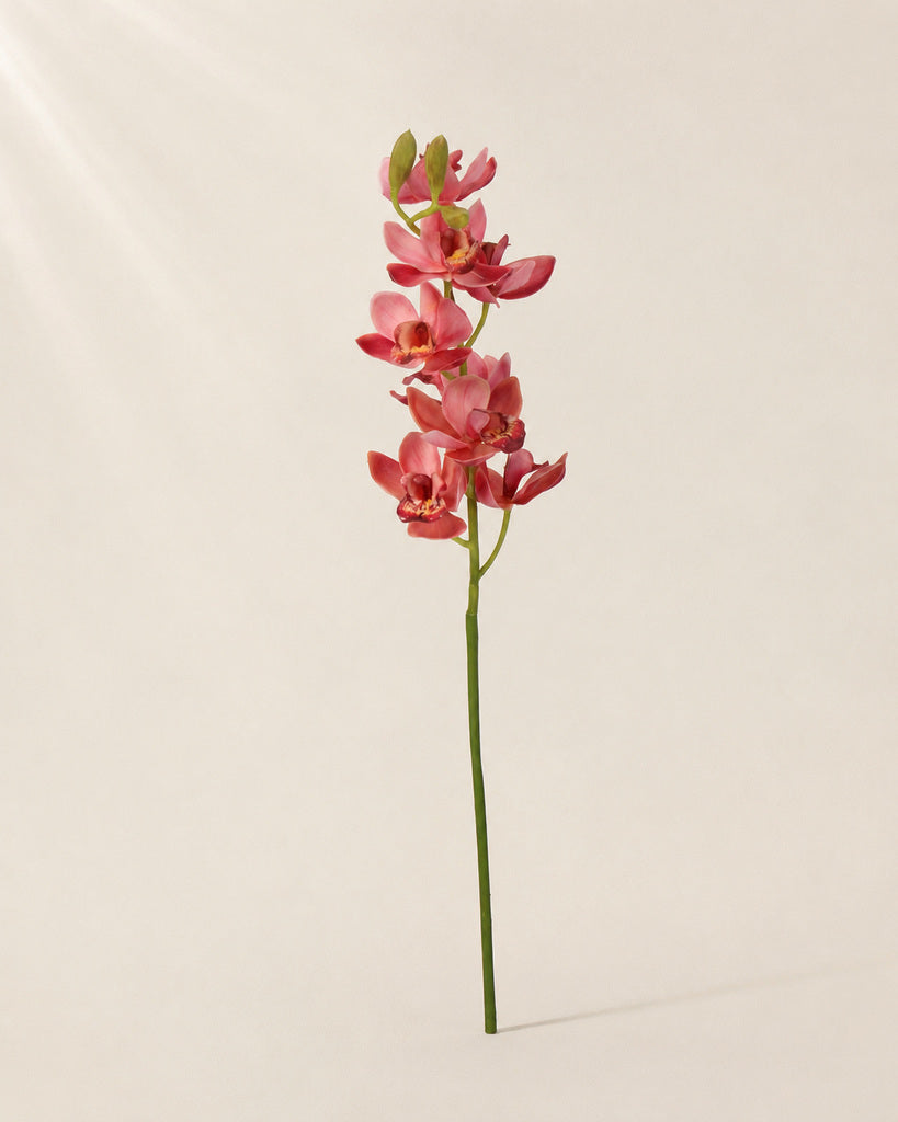 Pink Soft Rubber Artificial Cymbidium Orchid Spray - 70 cm