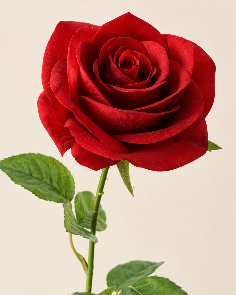 Deep Red Artificial French Rose Stem - 55 cm
