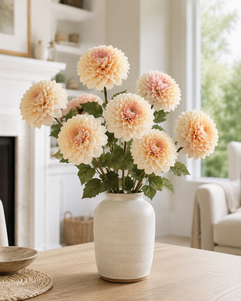 Champagne Pink Fabric Artificial Chrysanthemum Stem - 57 cm