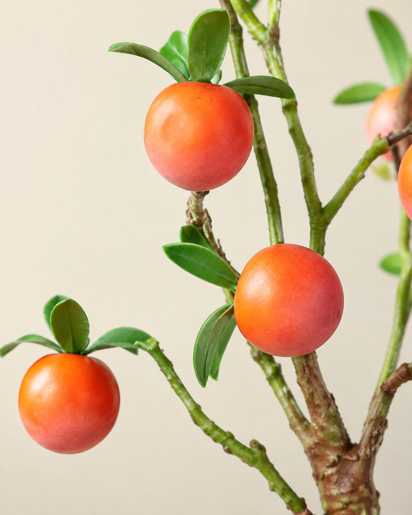 Red 3-Branch Artificial Persimmon Stem - 66 cm