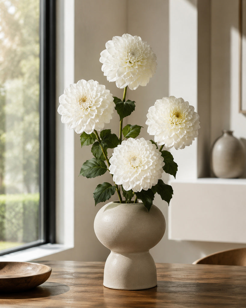 White Fabric Artificial Chrysanthemum Stem - 57 cm