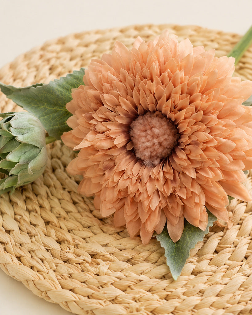 Coffee Brown Fabric Artificial Sunflower Stem - 45 cm