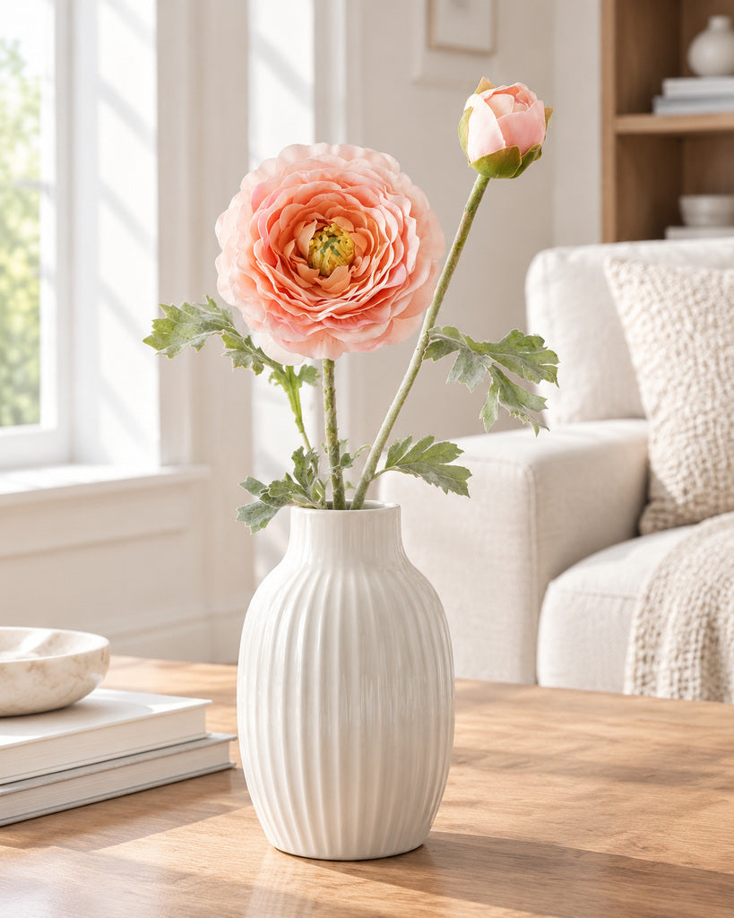 Blush Pink Artificial Ranunculus Stem - 62 cm