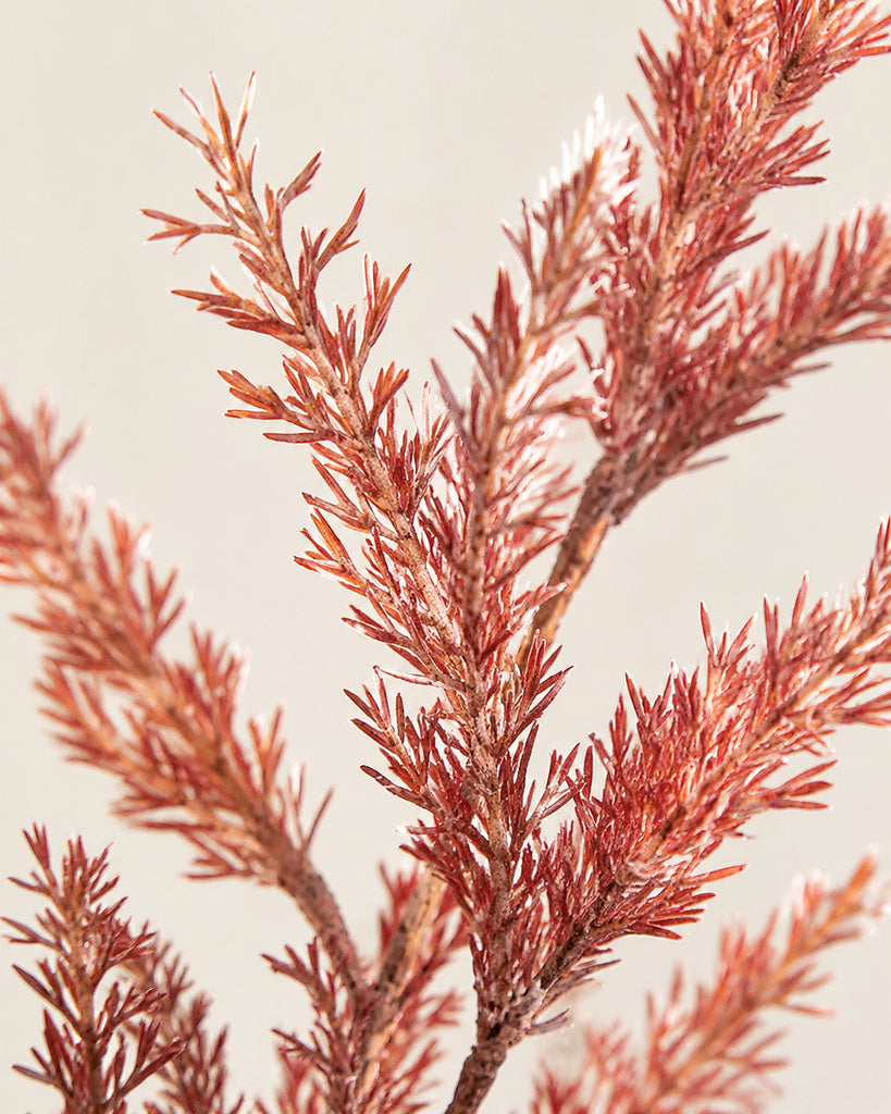 Burgundy Artificial Flocked Herb Branch - 79 cm
