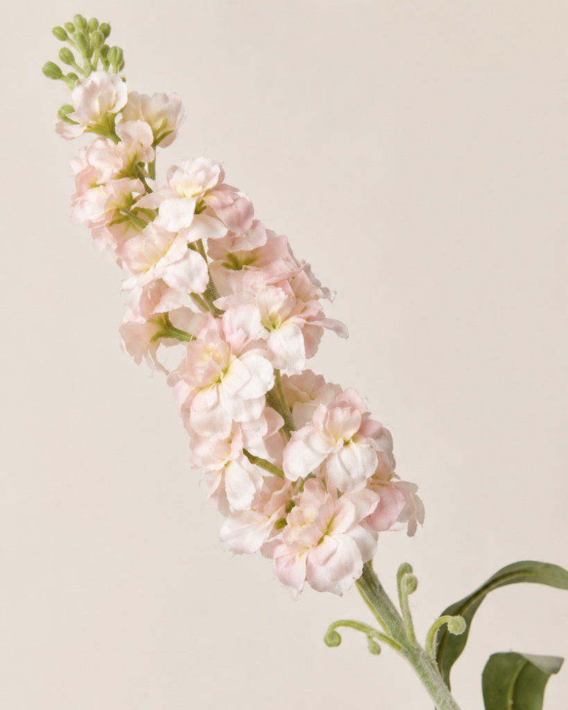 Light Pink Plastic & Fabric Artificial Stock Flower Stem - 82 cm