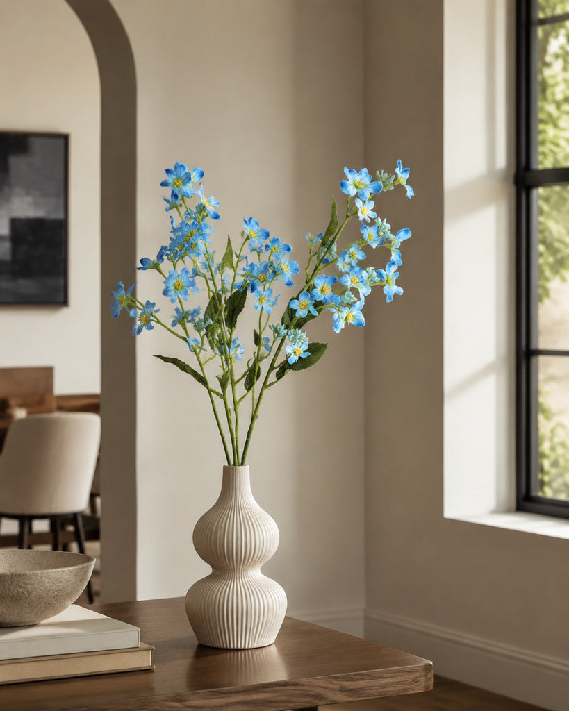 Blue Fabric Artificial Tung Flower Spray - 62 cm