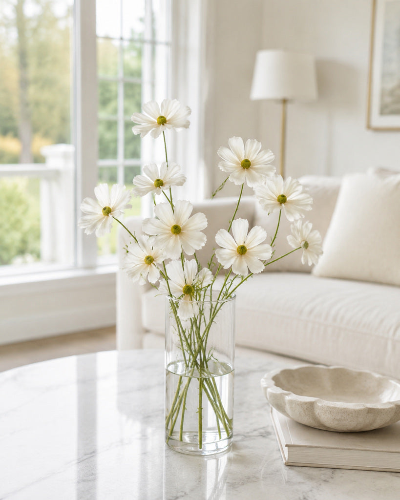 White Artificial Cosmos Floral Spray - 60 cm