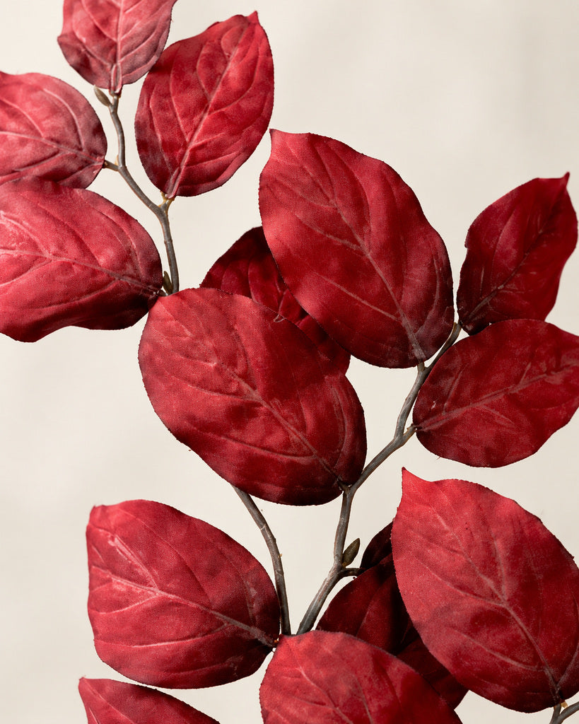 Cherry Red Artificial Saba Leaf Branch - 70 cm