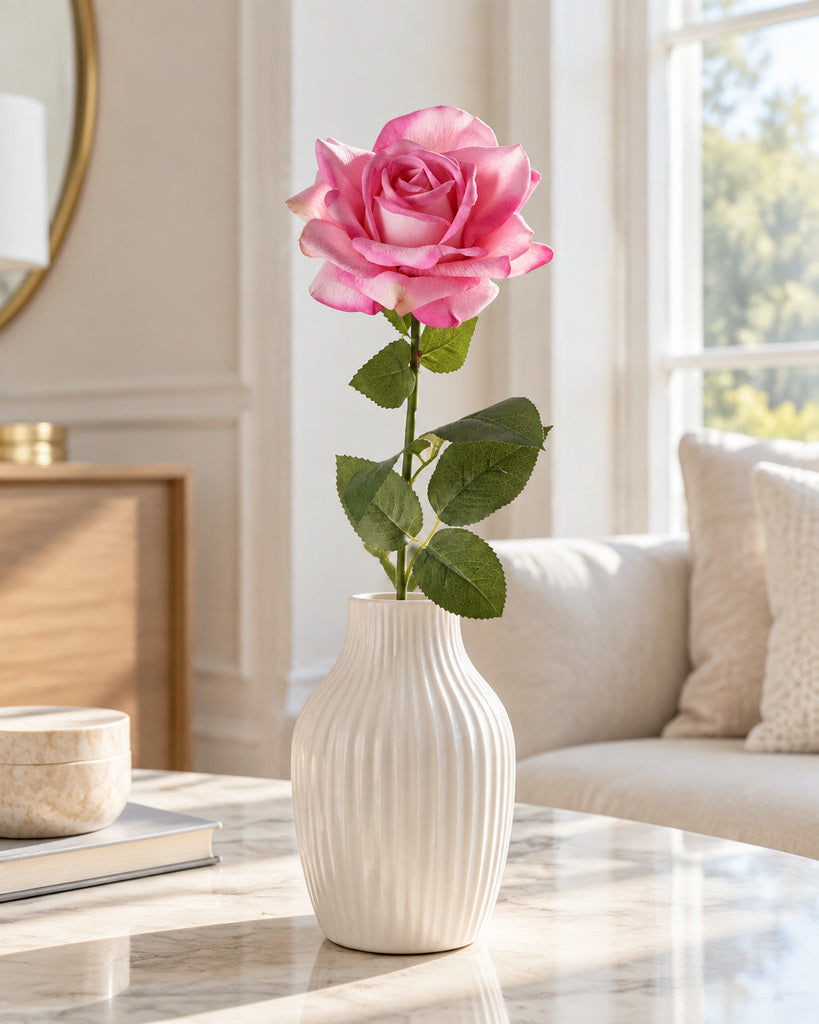 Light Rose Pink Austin Artificial Rose Stem - 73 cm
