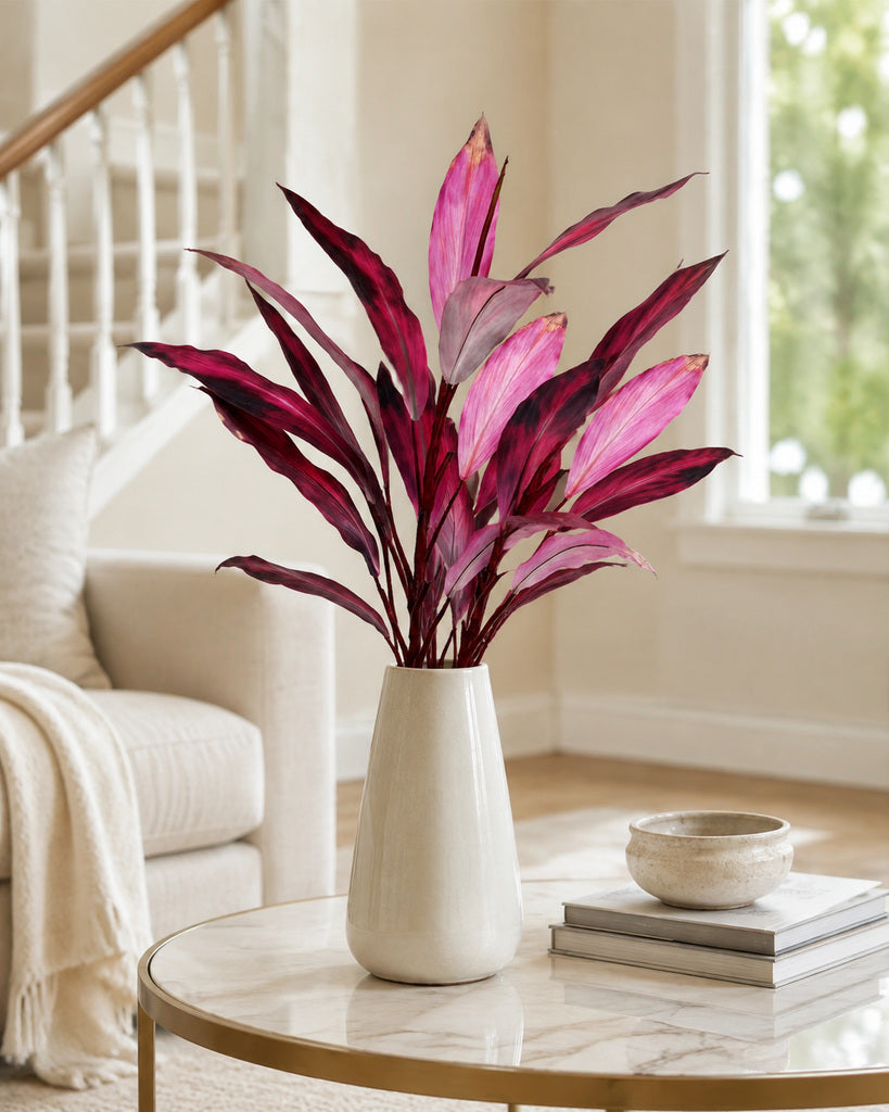 Red Artificial Canna Leaf Branch - 120 cm