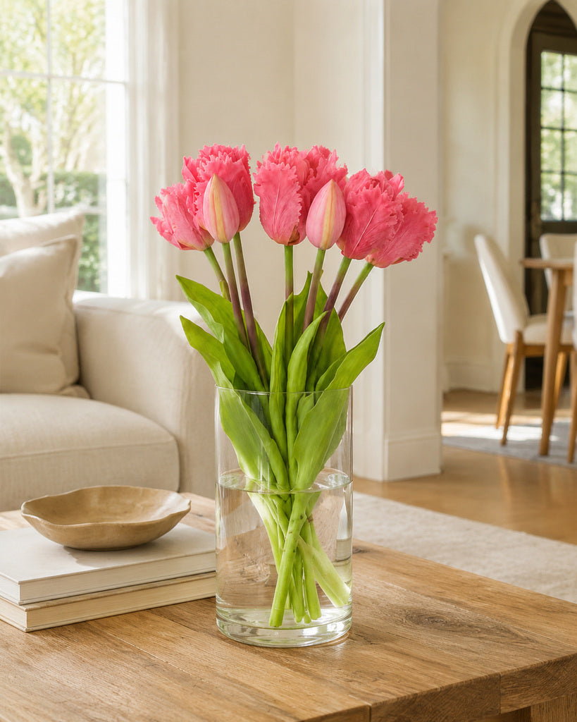 Light Purple Soft Rubber Artificial Parrot Tulip Bouquet - 40 cm