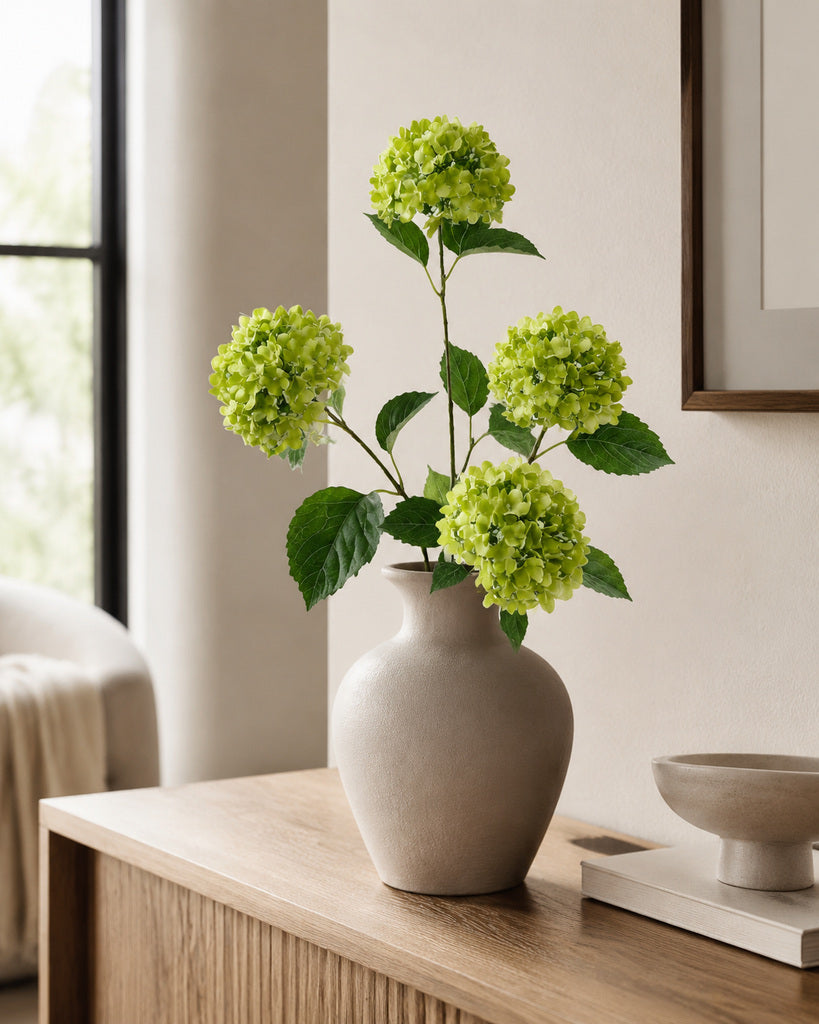 Green Artificial Wood Hydrangea Spray - 70 cm