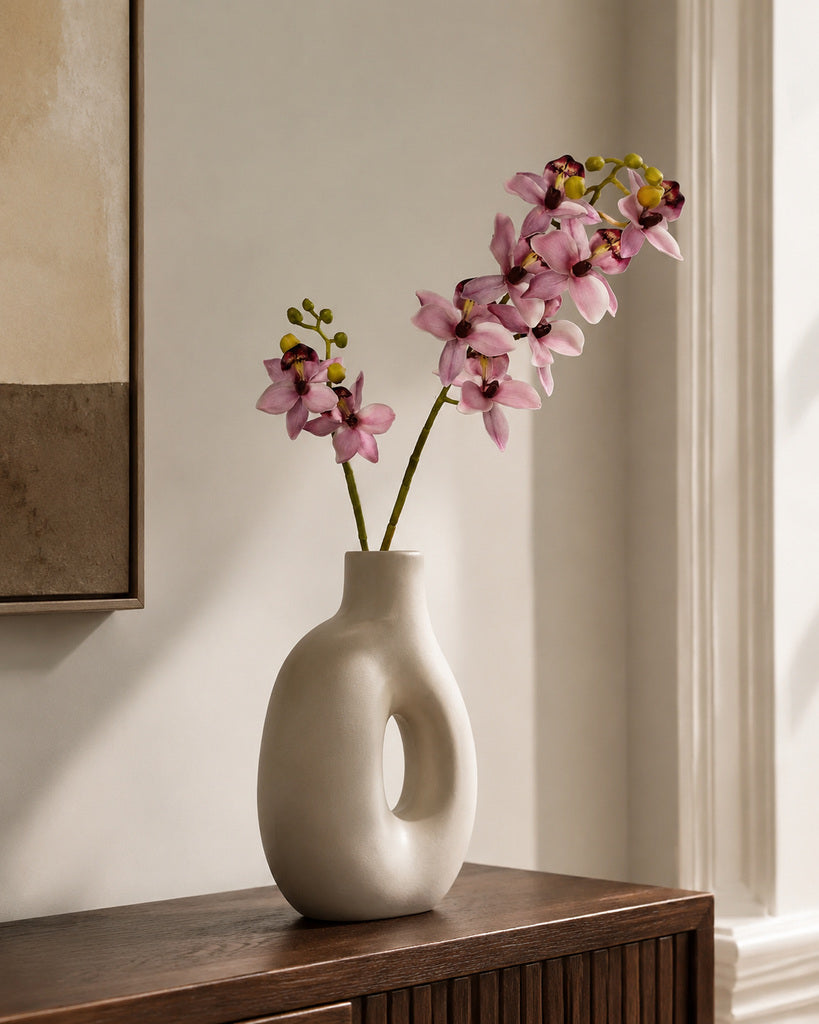 Dusty Mauve Nylon Mesh Artificial Chidori Orchid Spray - 87 cm