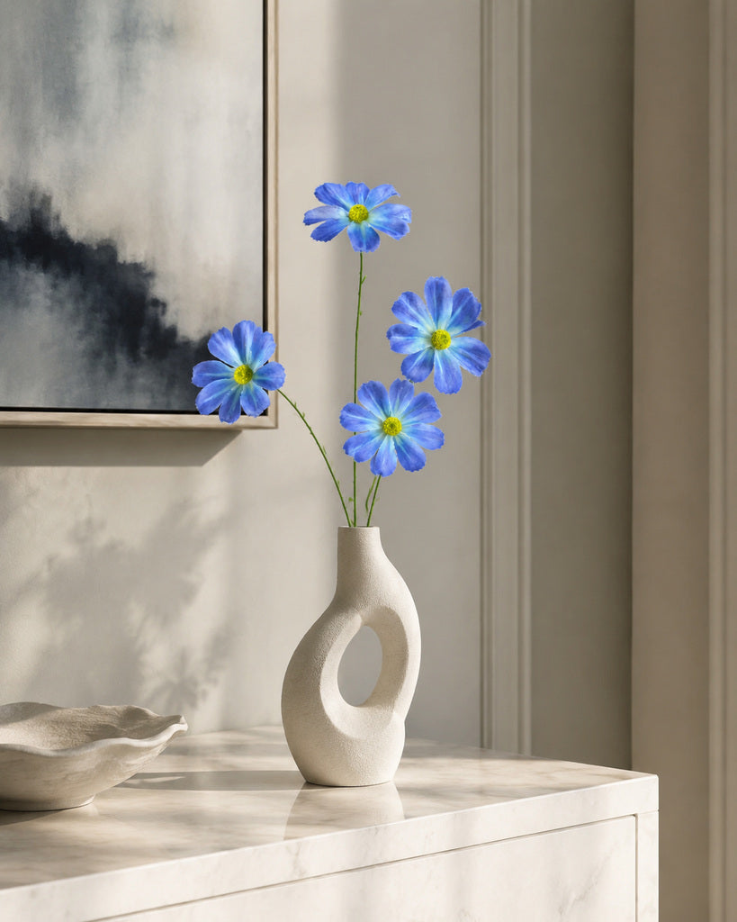 Blue Artificial Cosmos Floral Spray - 60 cm