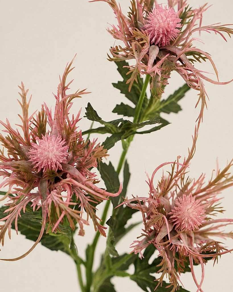 Pink Fabric Artificial Eryngium Spray - 65 cm