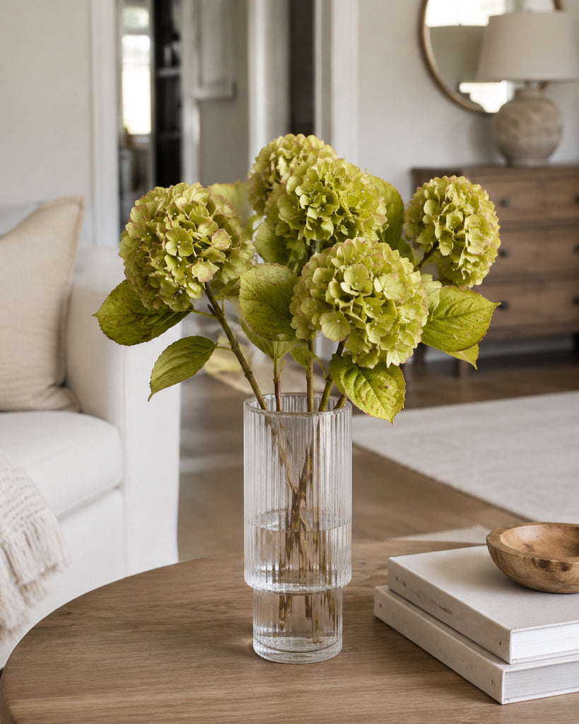 Autumn Green Artificial Hydrangea Stem - 68 cm