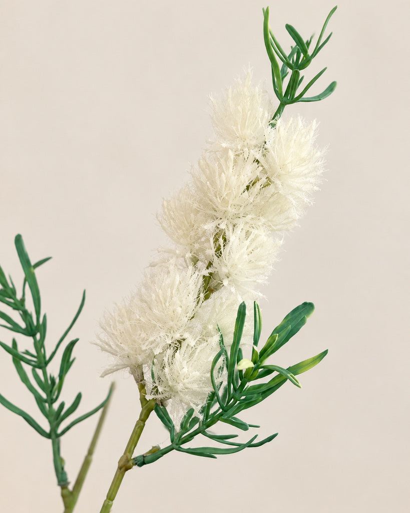 Ivory White Artificial Fluffy Floral Spray - 71 cm