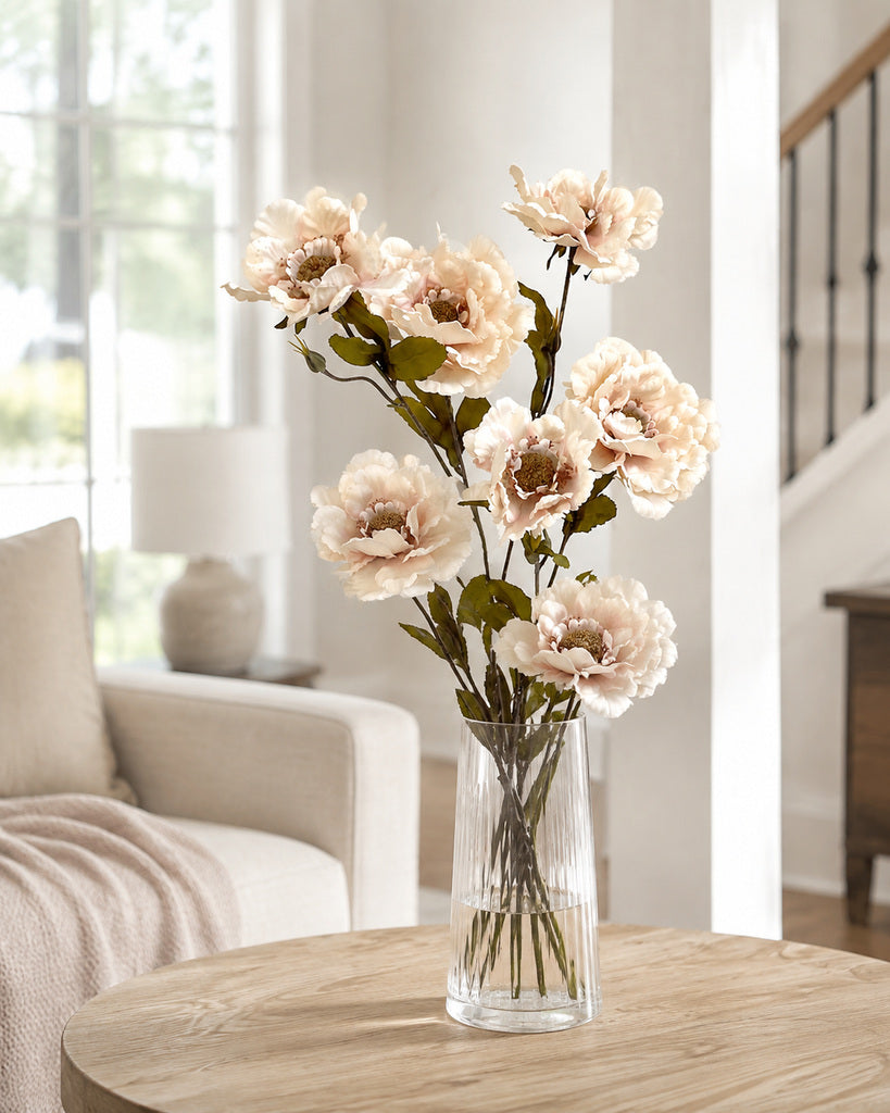 Light Dusty Pink Artificial Peony Floral Spray - 82 cm