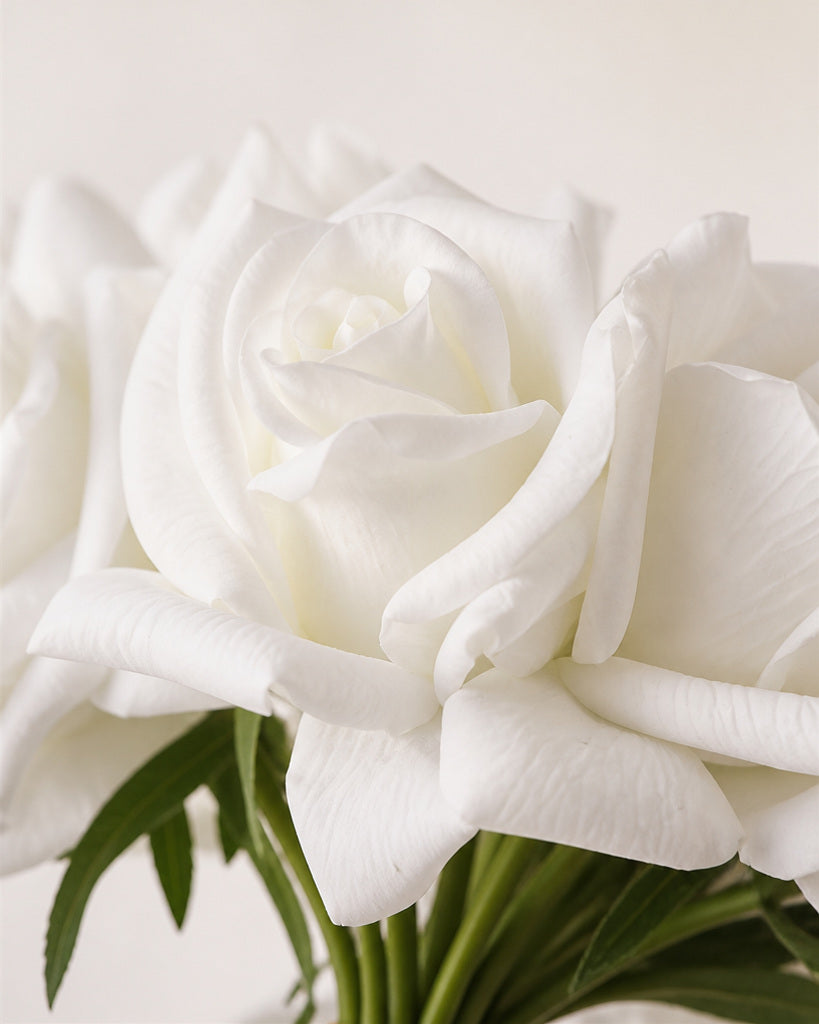 Cream White Artificial Rose Bouquet - 13-Stem Bundle