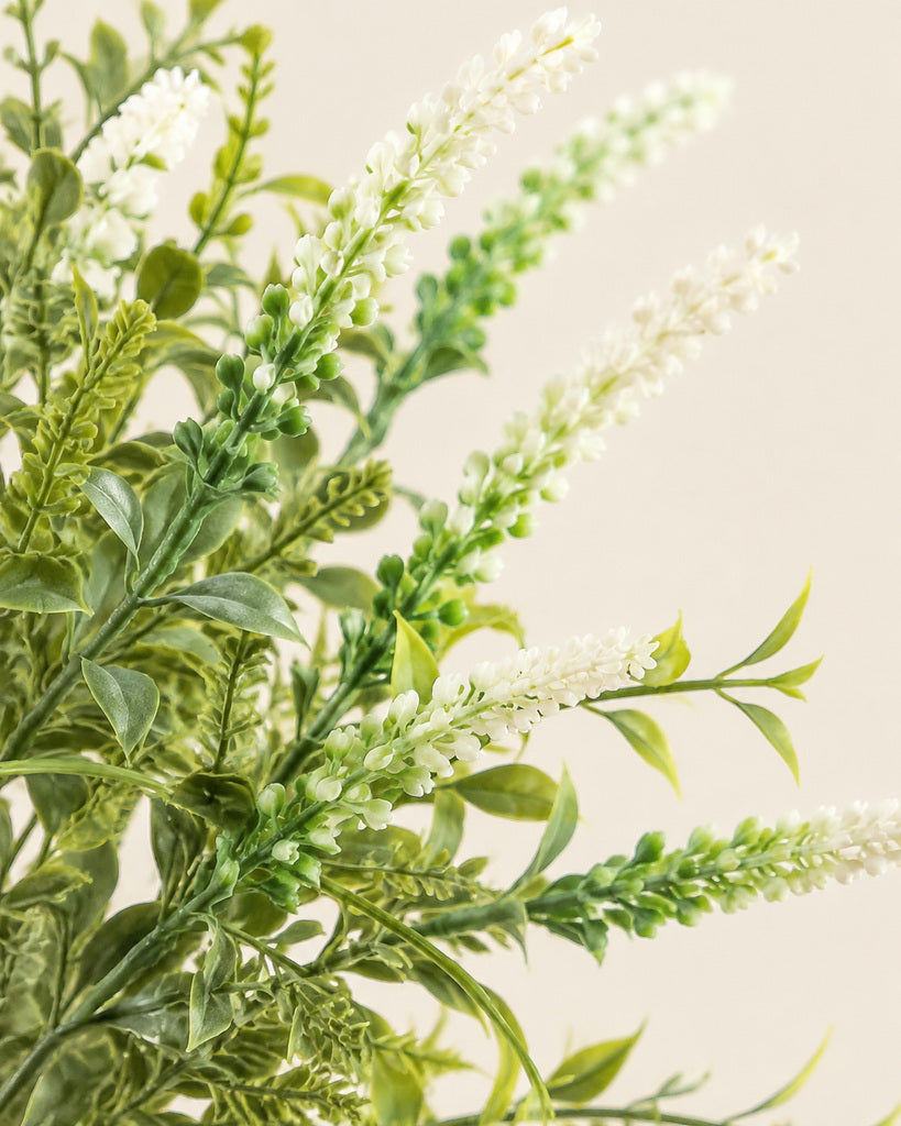 White Green Plastic Artificial Wheat Spike Greenery Bush - 62 cm