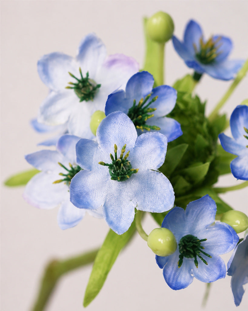 Blue Fabric Artificial Flower Stem - 64 cm