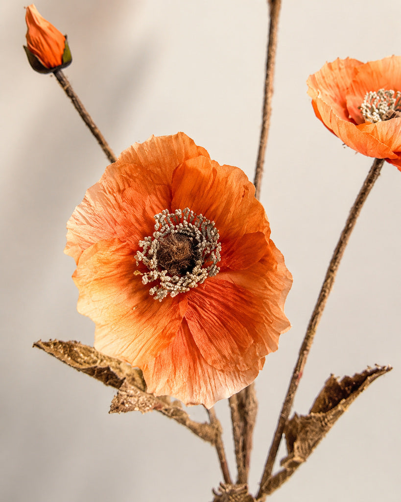 Orange Artificial Autumn Coral Floral Stem