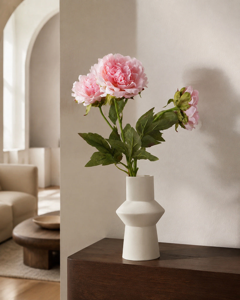 Light Pink 3-Stem Artificial Peony Bouquet - 60 cm
