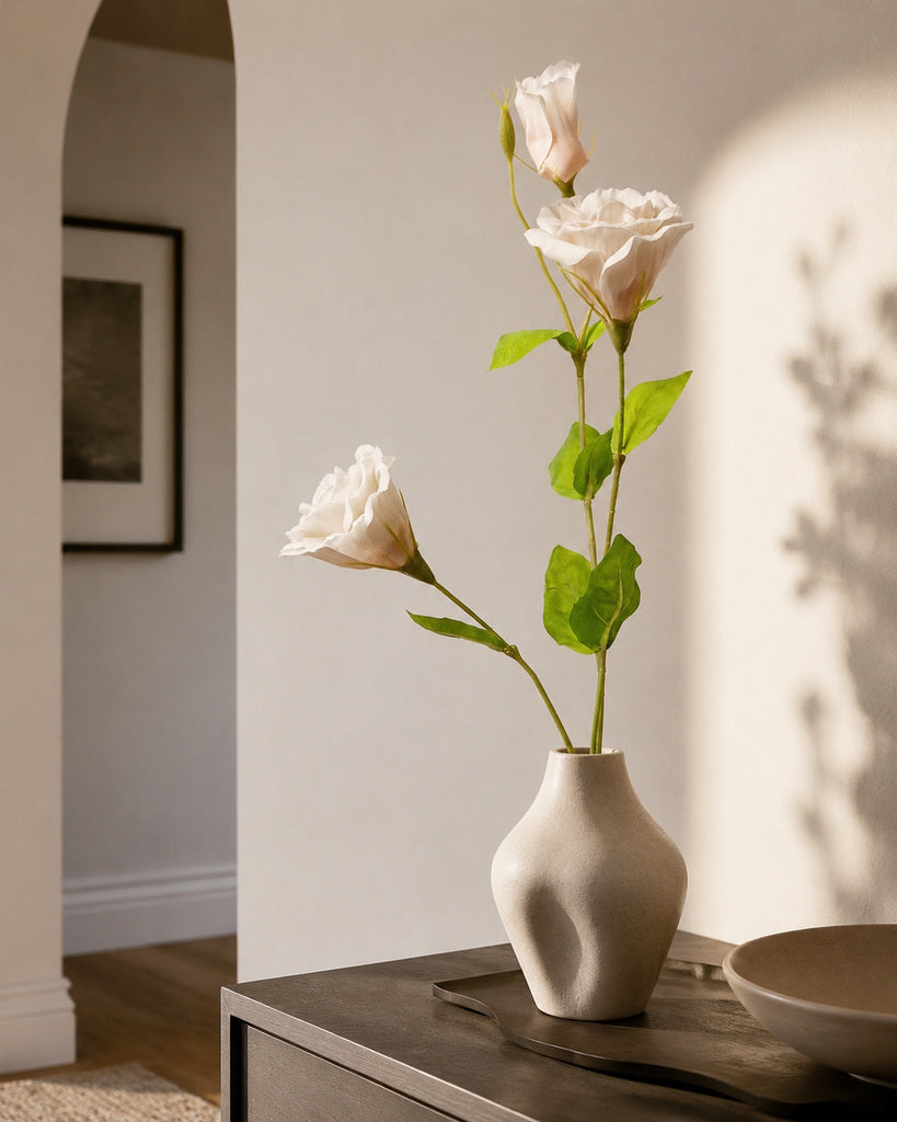 Cream Apricot Plastic Artificial Lisianthus Spray - 70 cm