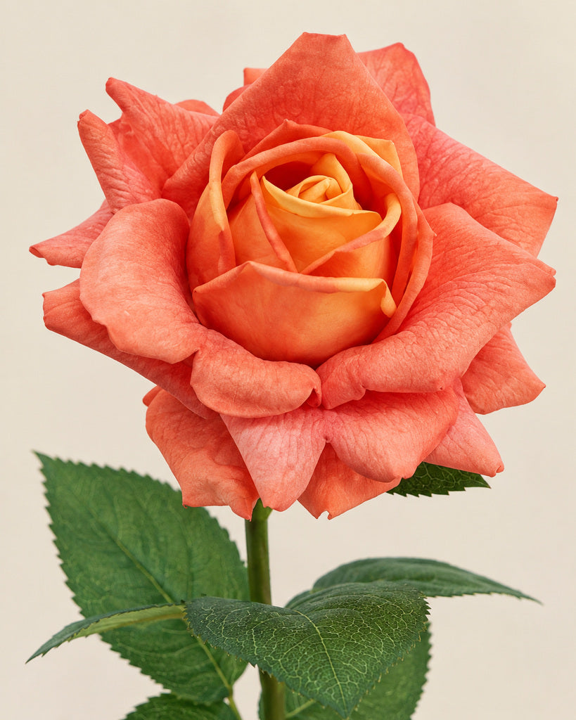 Orange Austin Artificial Rose Stem - 73 cm