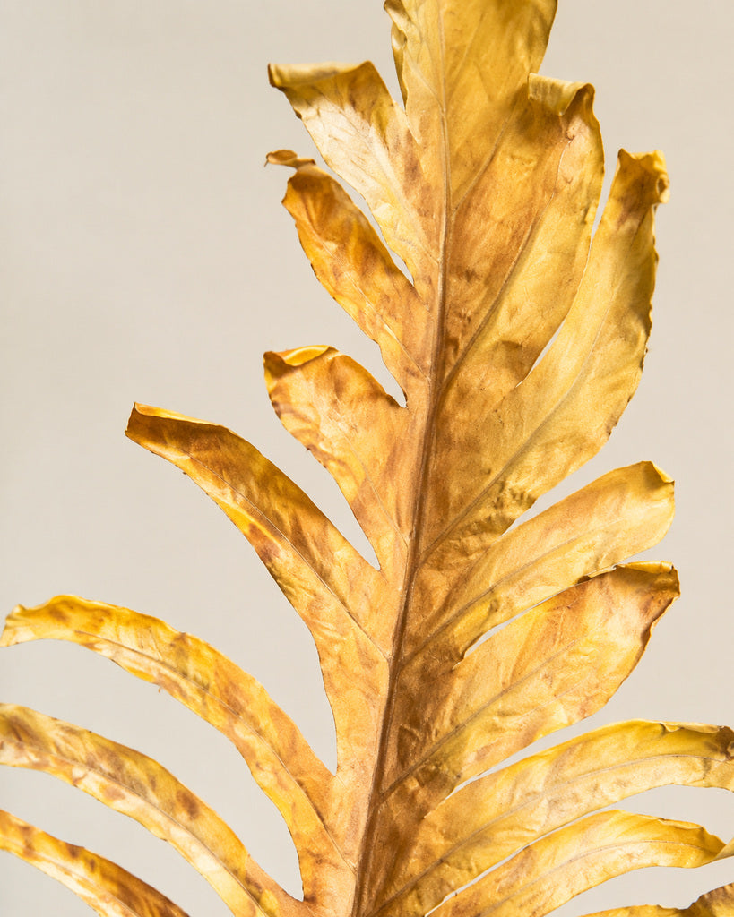 Yellow White Artificial Coated Feather Leaf Stem - 145 cm
