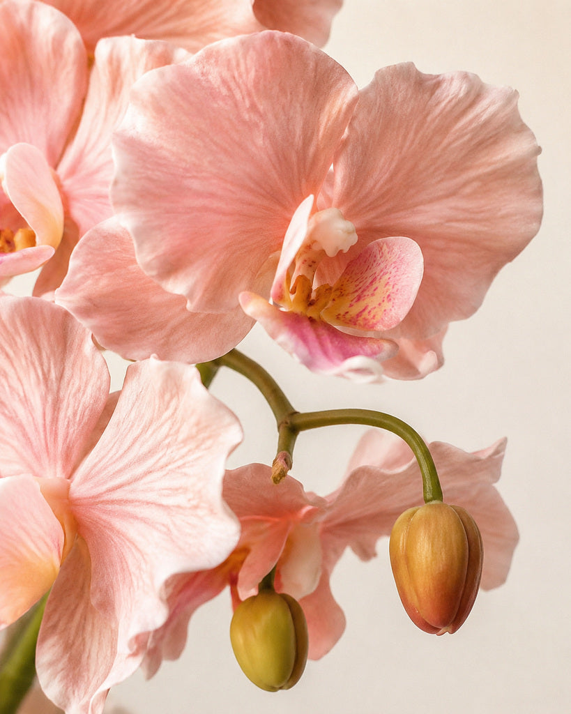Champagne Pink Dream 9-Head Artificial Phalaenopsis Orchid Stem- 98 cm