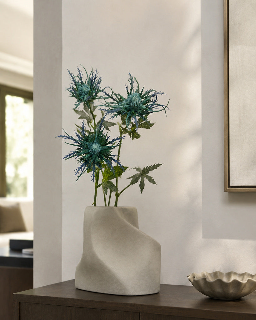 Blue Fabric Artificial Eryngium Spray - 65 cm