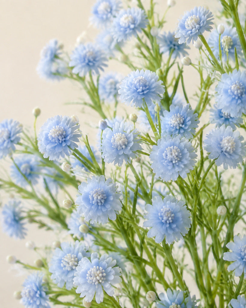 Light Blue Soft Rubber Artificial Baby's Breath Bouquet - 34 cm