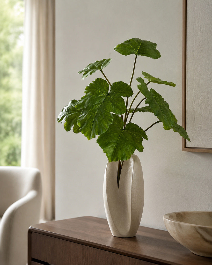 9-Head Artificial Hami Melon Leaf Spray - 55 cm