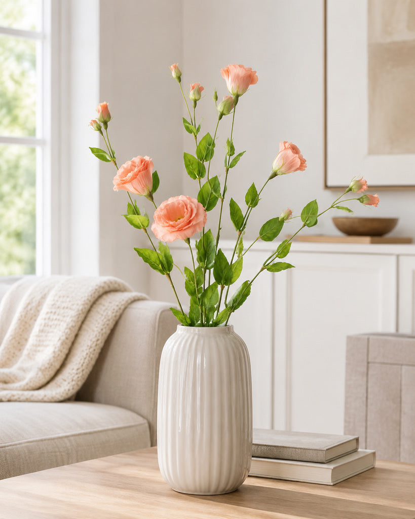 Orange Plastic Artificial Lisianthus Spray - 70 cm