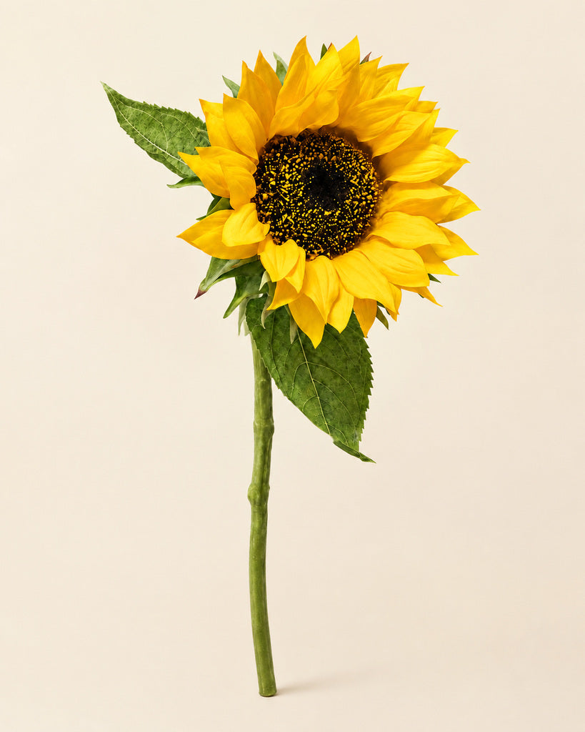 Golden Yellow Plastic & Fabric Artificial Sunflower Stem - 70 cm