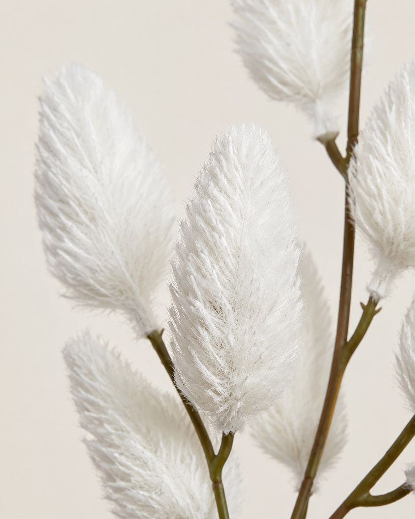 White Artificial Bunny Tail Grass Spray - 46 cm
