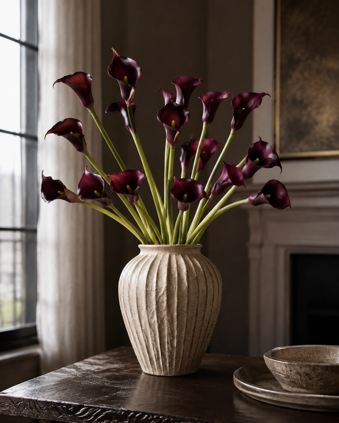 Burgundy Plastic Artificial Calla Lily Stem - 72 cm