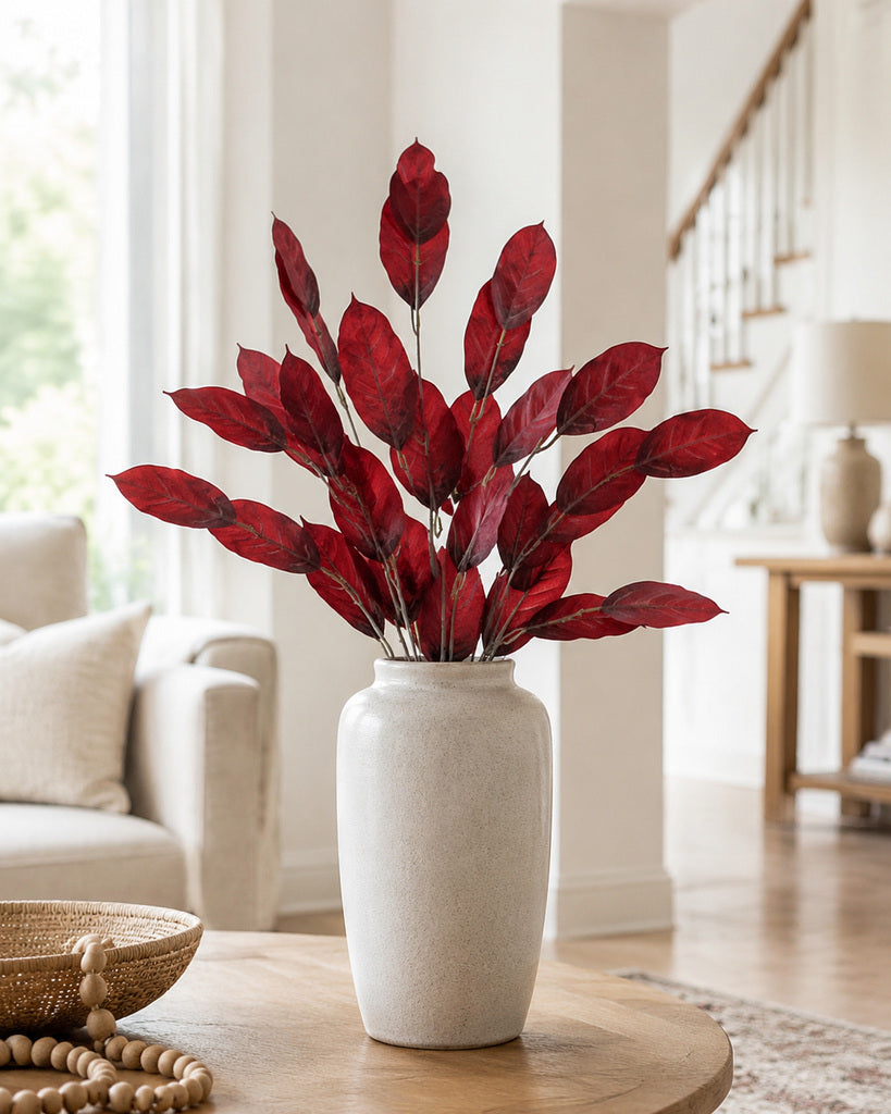 Cherry Red Artificial Crape Myrtle Leaf Branch - 84 cm