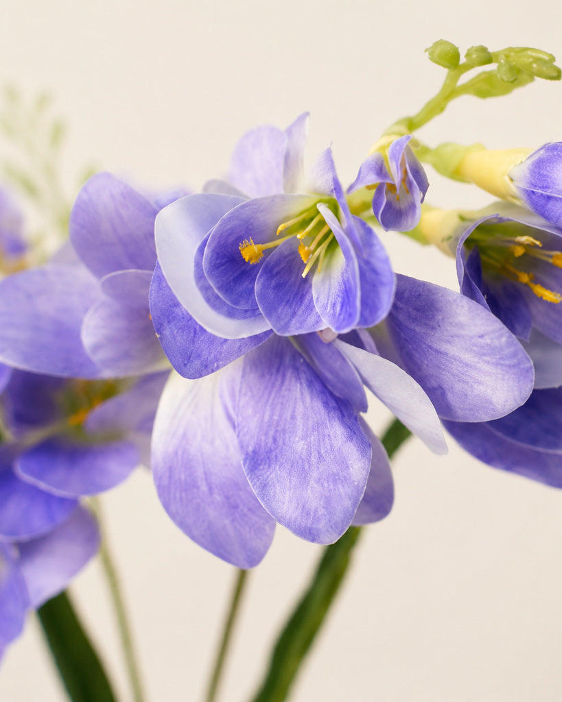 Blue Film-Texture Artificial Freesia Stem - 63 cm