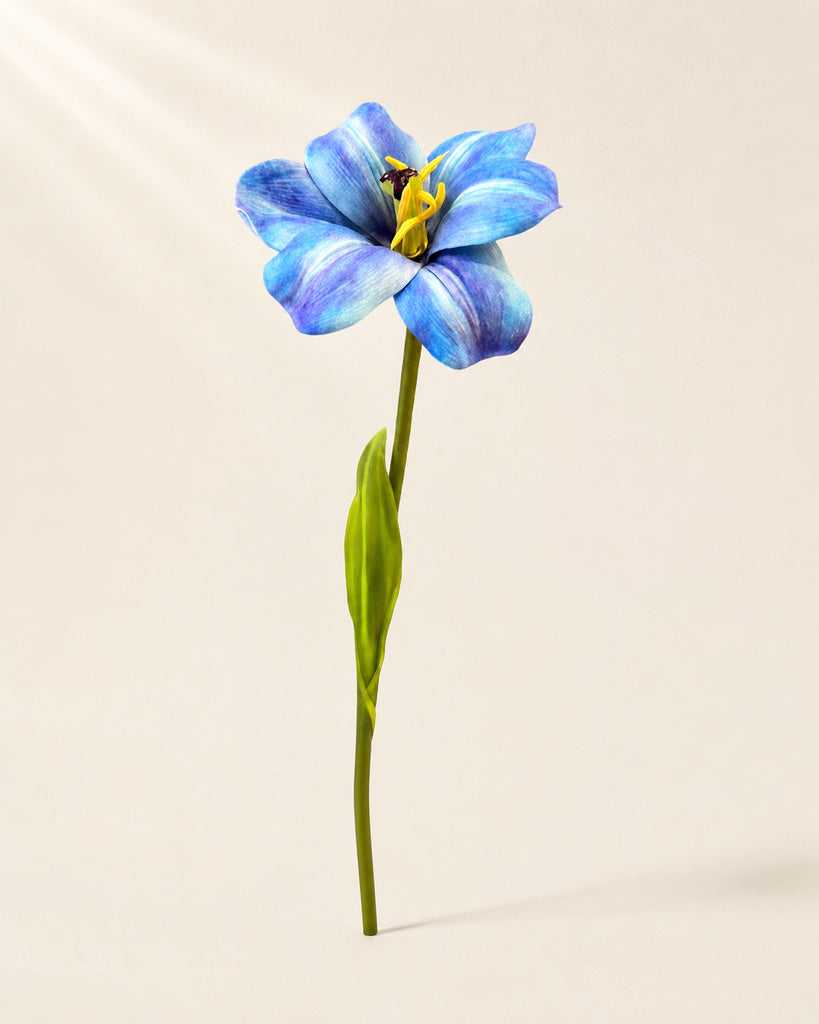 Blue PU Artificial Tulip Stem - 55 cm