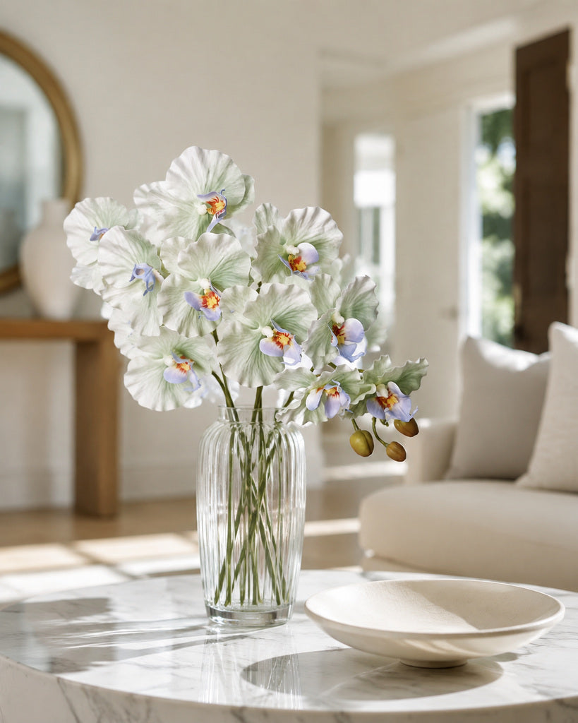 Mint Green Dream 9-Head Artificial Phalaenopsis Orchid Stem
