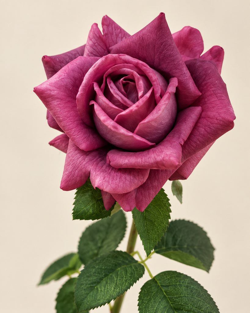 Dark Purple Soft-Touch Artificial Rose Stem - 73 cm