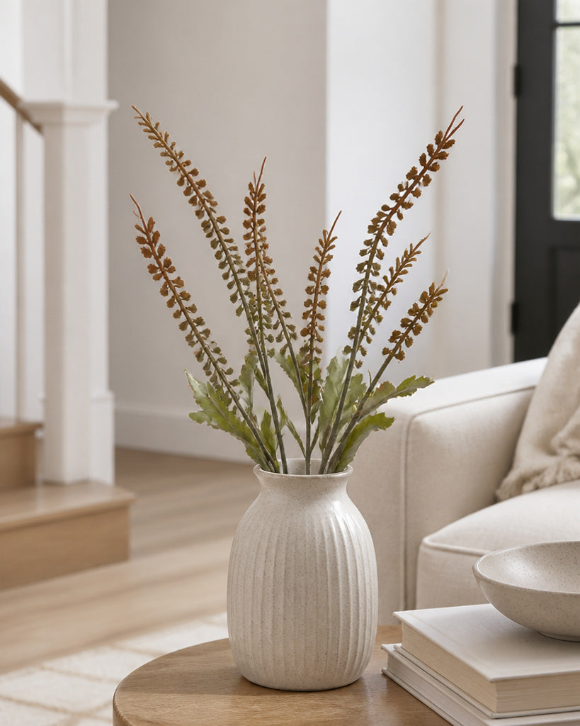 Deep Brown Flocked Layered Grass Artificial Stem - 73 cm
