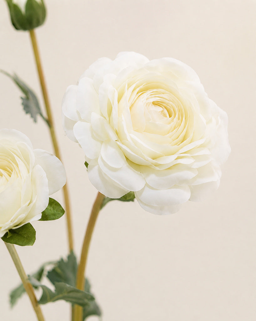 White Fabric Artificial Ranunculus Spray - 70 cm
