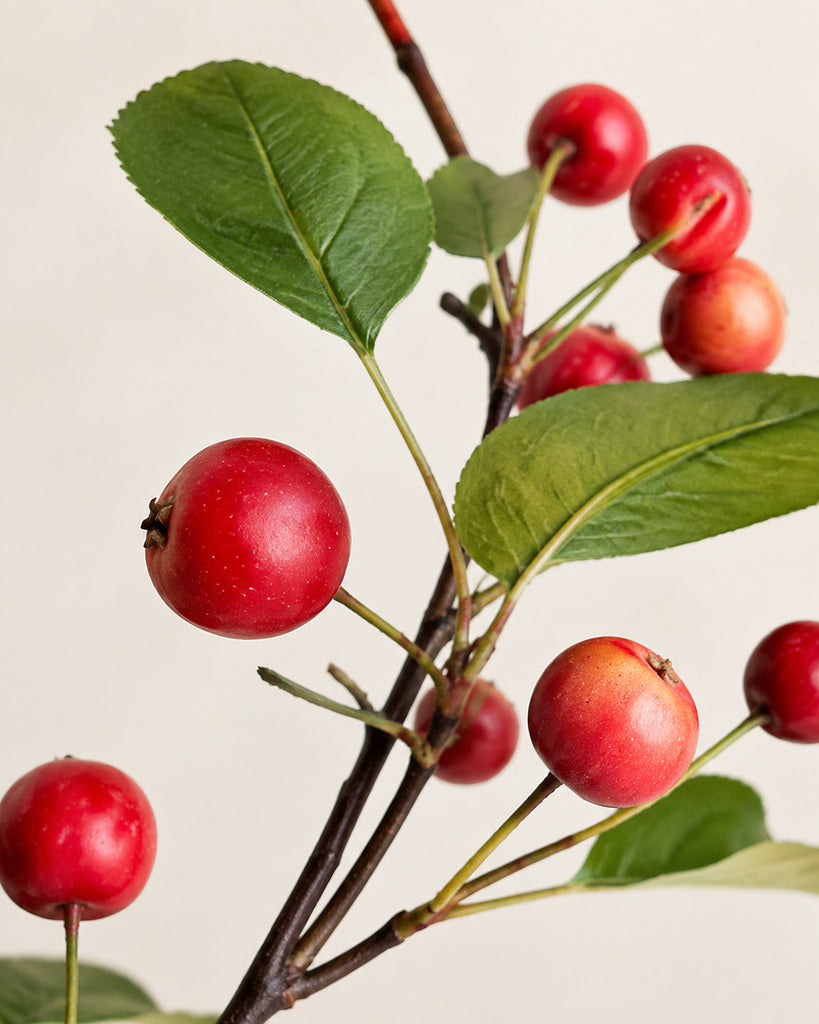 Red Artificial Crabapple Fruit Branch - 95 cm
