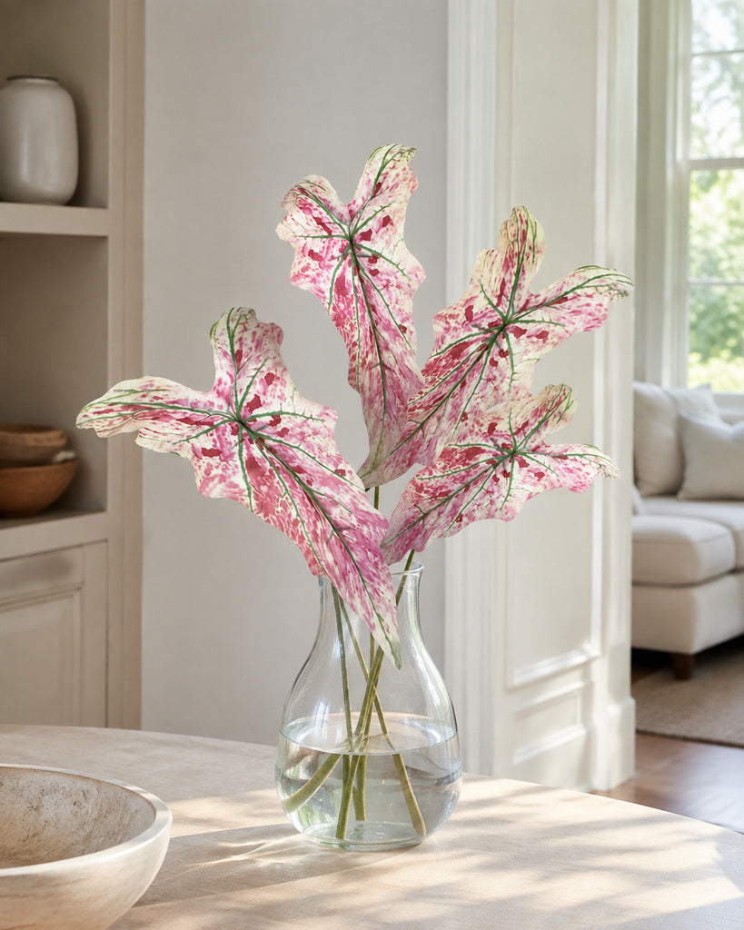 Pink White Artificial Fishbone Leaf Asparagus Greenery Stem - 69 cm