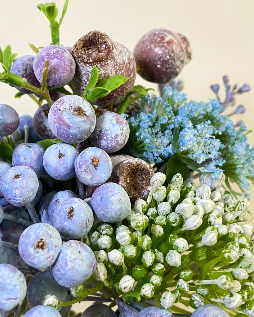 Blue Purple Artificial Blueberry Berry Bundle - 32 cm
